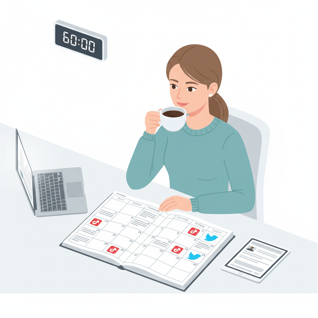 سر الاستمرارية: كيف تخطط وتجدول محتوى متجرك على تيك توك وتويتر لشهر كامل في ساعة واحدة؟