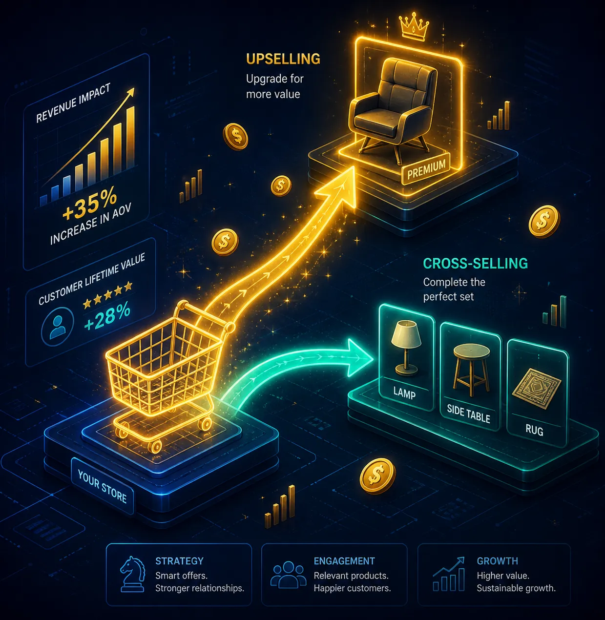 البيع التصاعدي (Upselling) والبيع المتقاطع (Cross-selling): كيف ترفع قيمة كل طلب بدون إعلان إضافي؟