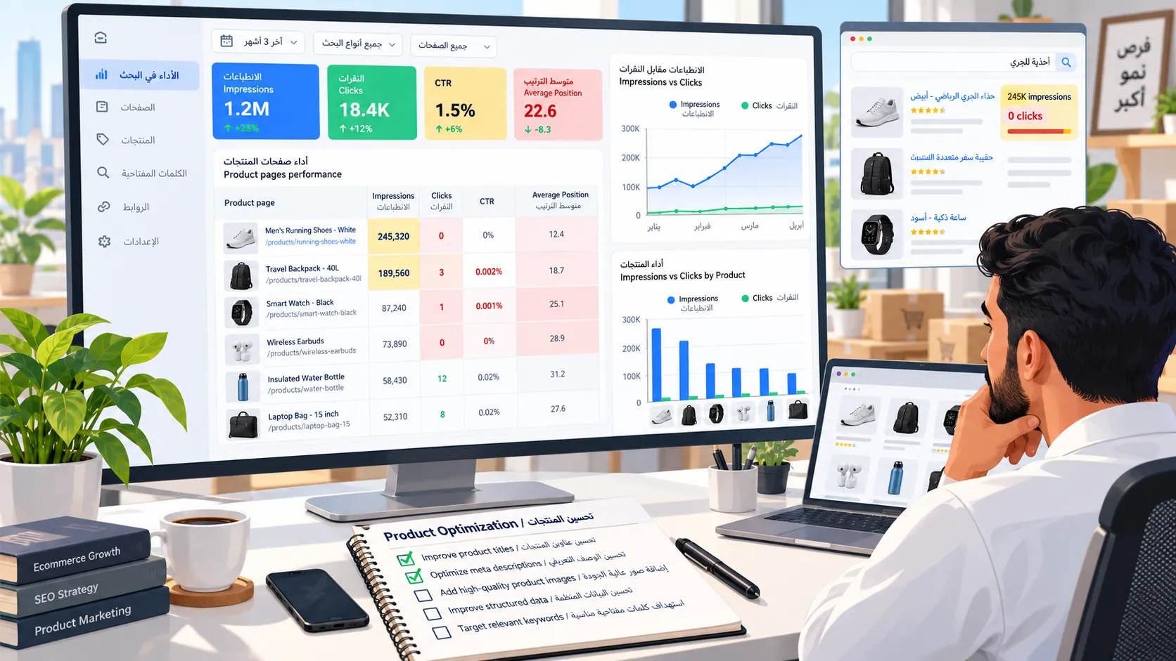 كيف تستخدم Google Search Console لاكتشاف المنتجات التي تحصل على ظهور بدون نقرات؟